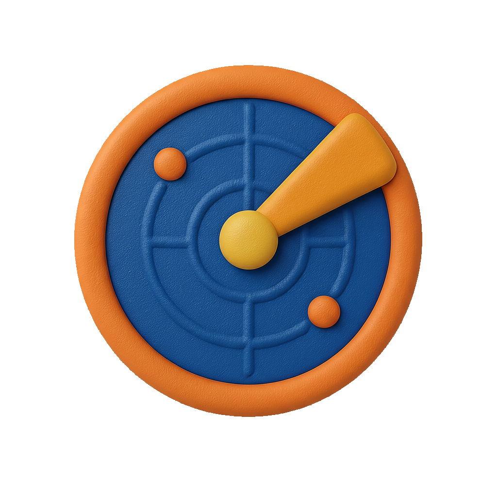 Icona 3D radar – monitoraggio prezzi continuo 24/7.